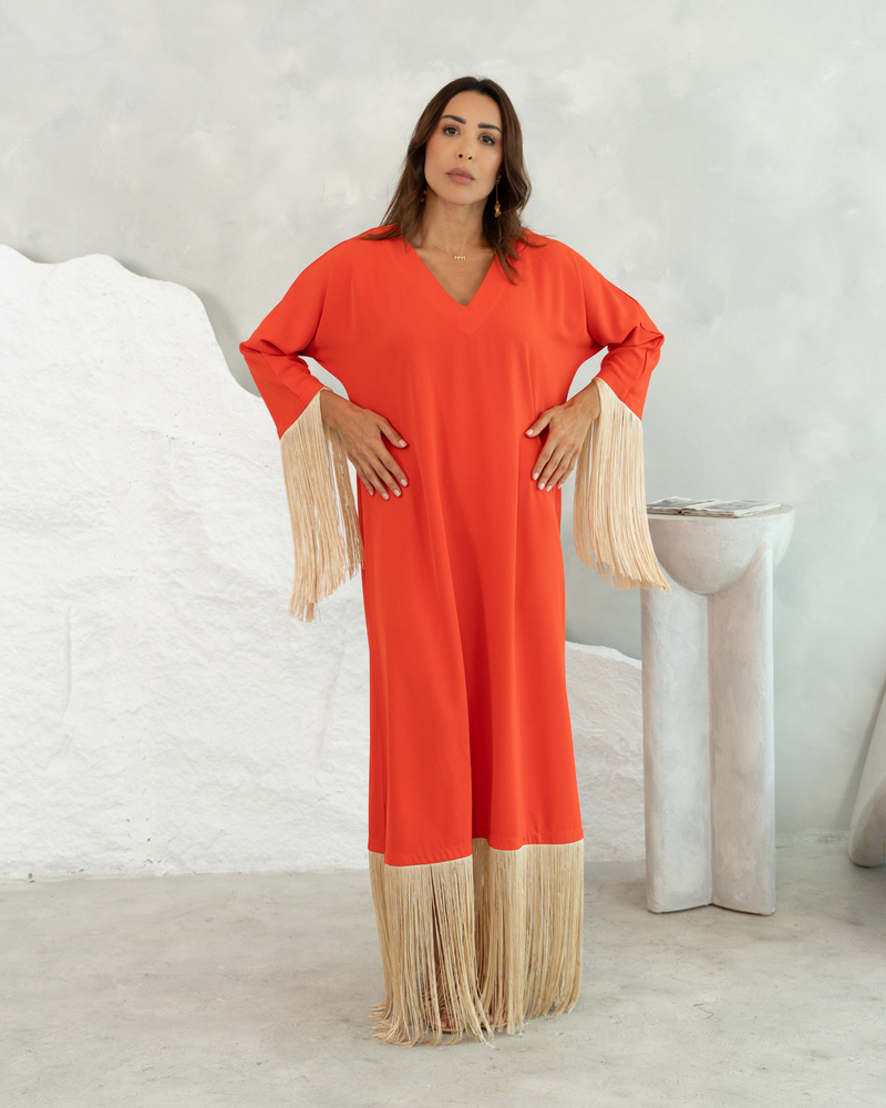 Alaya Kaftan Dress - Coral