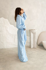 Linen Luxe Wrap Dress - Blue