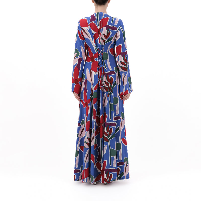 Aiya Long Dress - Azure Blooms