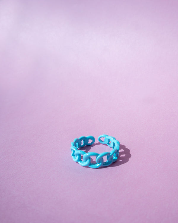 Hoop Chain Ring Blue