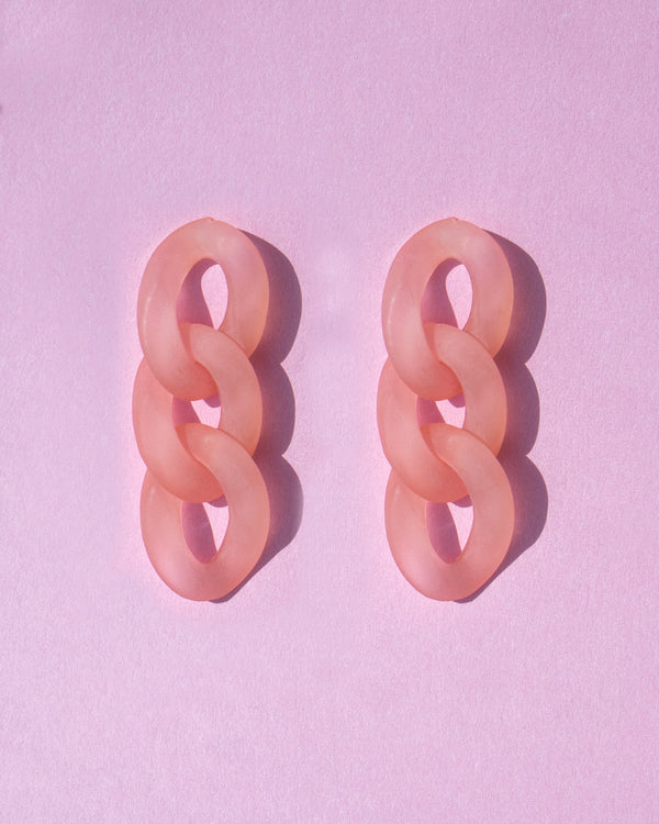 Sweet Chunky Chain Earring Pink