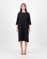 Seva Long Sleeve Plain Maxi Dress - Black