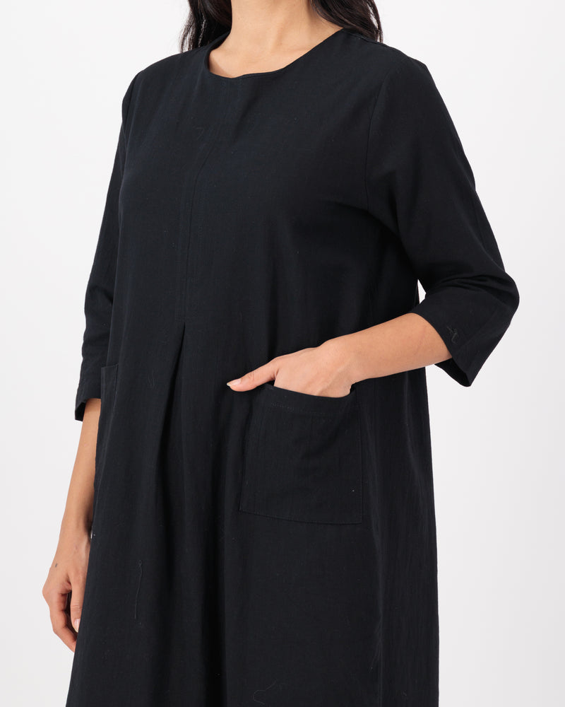 Seva Long Sleeve Plain Maxi Dress - Black