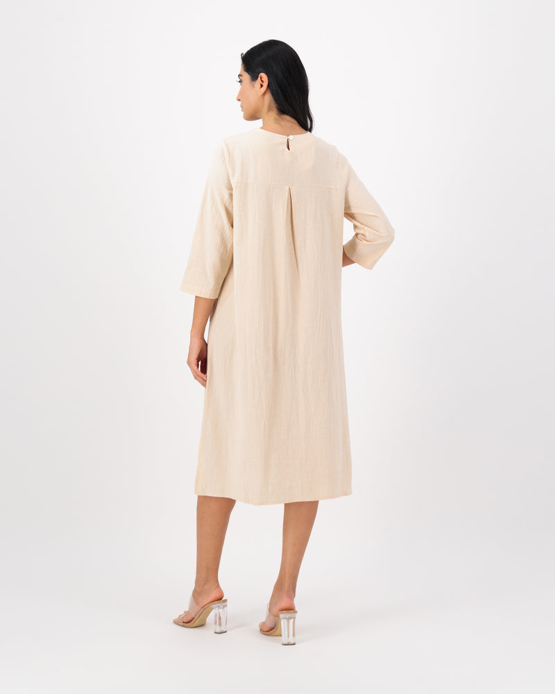 Seva Long Sleeve Plain Maxi Dress - Offwhite
